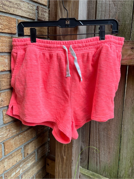 aerie Pants - Aerie Vibrant Coral Pink Terry Knit Drawstring Lounge Shorts